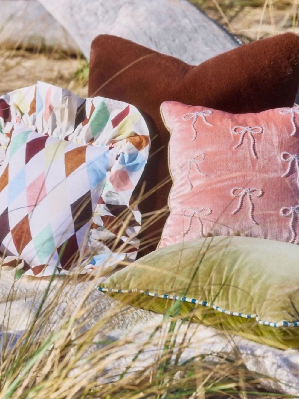 Anthropologie Coretta Mini Beaded Velvet Pillow